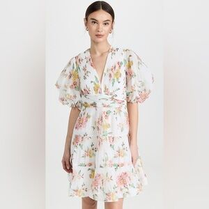 Floral V-Neck Puff Sleeve Dress